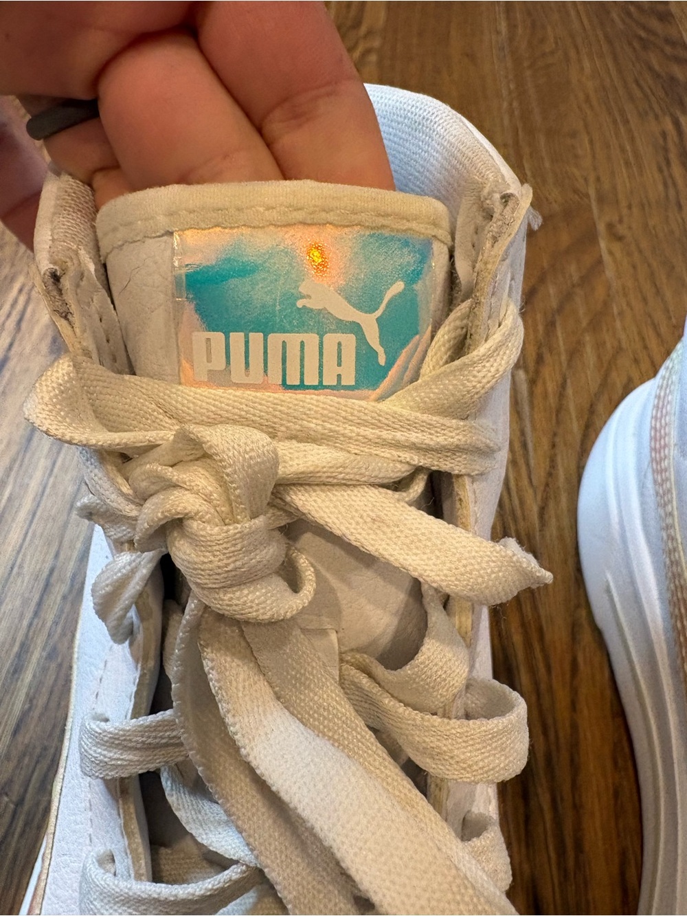PUMA Kaia Mid Irisistable White Leather High-Top Platform Sneakers - Women's 8 - Picture 6 of 10